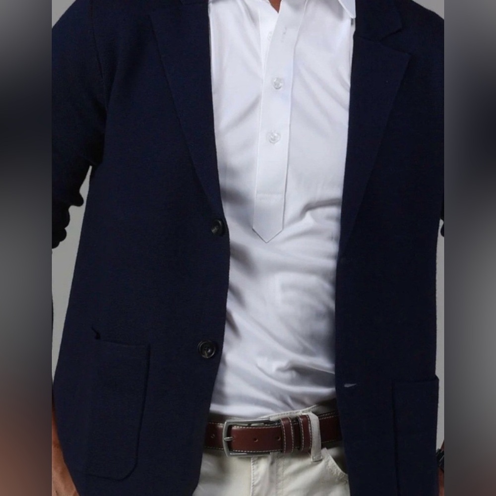 Collars&Co NWT Milano Deconstructed Knit Swazer Merino Blend Sweater Blazer Navy - Picture 14 of 14